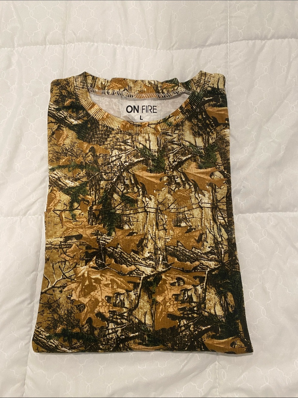 On Fire Women's Long Sleeve Camo Crewneck - Brown, Green & Black